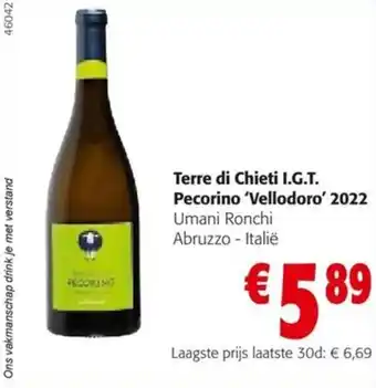 Colruyt Terre di Chieti I.G.T. Pecorino 'Vellodoro' 2022 aanbieding