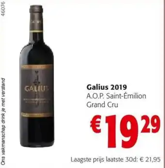 Colruyt Galius 2019 A.O.P. Saint-Émilion Grand Cru aanbieding