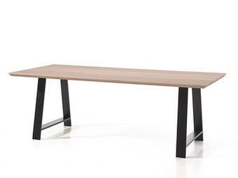 Deba Meubelen Eetkamertafel FLORO - Naturel/Zwart Hout aanbieding
