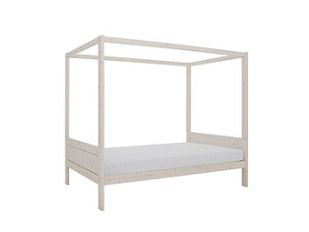 Deba Meubelen Hemelbed 120 cm met luxe lattenbodem - kleur: Whitewash Beige aanbieding