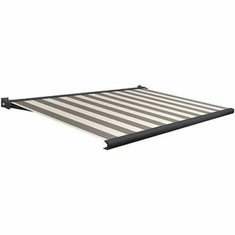Brico Domasol zonnetent elektrisch met afstandsbediening ’Factor 20-A’ zwart/witte strepen 400 x 250 cm aanbieding