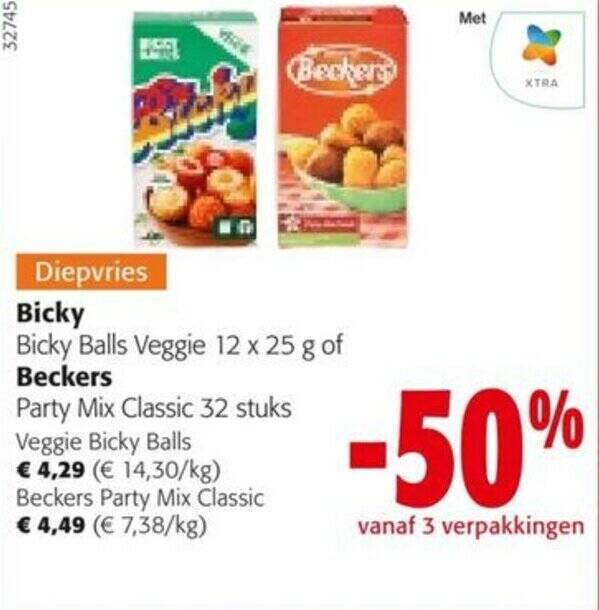 Bicky Balls Veggie 12 x 25 g of Beckers Party Mix Classic 32 stuks