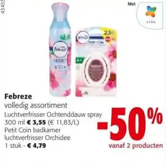 Colruyt Febreze volledig assortiment Luchtverfrisser Ochtenddauw spray aanbieding