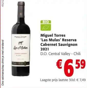 Colruyt Miguel Torres 'Las Mulas' Reserva Cabernet Sauvignon 2021 aanbieding