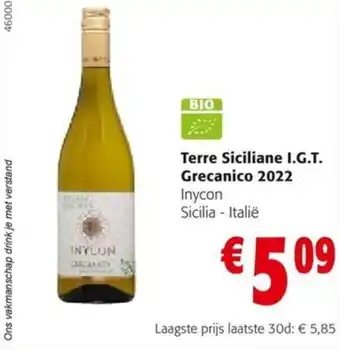 Colruyt Terre Siciliane I.G.T. Grecanico 2022 aanbieding