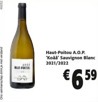 Colruyt Haut-Poitou A.O.P. 'Koââ' Sauvignon Blanc 2021/2022 aanbieding