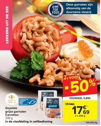 Carrefour Gepelde grijze garnalen carrefour aanbieding
