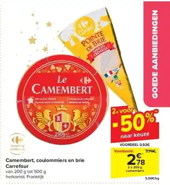 Carrefour Camembert, coulommiers en brie carrefour aanbieding