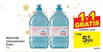 Carrefour Natuurlijk mineraalwater evian 6 l aanbieding