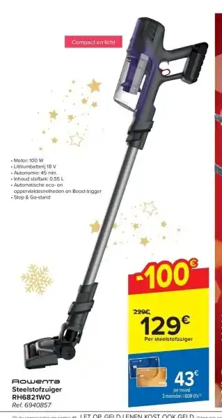 Carrefour Steelstofzuiger rh6821wo aanbieding