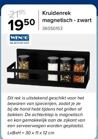 Euroshop Kruidenrek magnetisch - zwart aanbieding