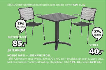 Jysk Jutlandia Hobro Tafel + Jershave Stoel aanbieding
