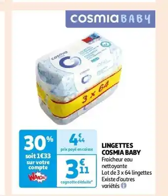 Auchan Lingettes cosmia baby aanbieding