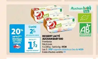 Auchan Dessert lacté auchan baby bio aanbieding