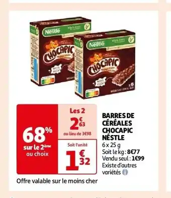 Auchan Barres de céréales chocapic néstle aanbieding