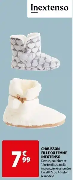 Auchan Chausson fille ou femme inextenso aanbieding