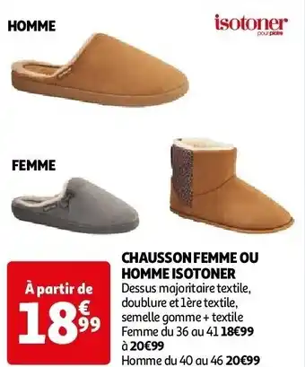 Auchan Chausson femme ou homme isotoner aanbieding