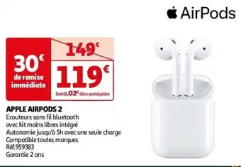 Auchan Apple airpods 2 aanbieding