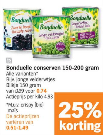 Albert Heijn Bonduelle conserven 150-200 gram aanbieding