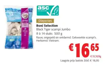 Colruyt Boni Selection Black Tiger scampi Jumbo 8 à 14 stuks 500 g aanbieding