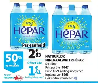 Auchan Natuurlijk mineraalwater Hépar aanbieding