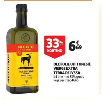 Auchan Olijfolie Tunesië vierge extra terra Delyssa aanbieding