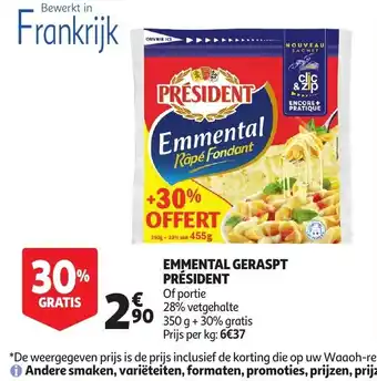 Auchan Emmental geraspt Président aanbieding