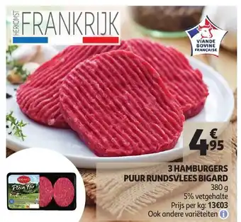 3 Hamburgers puur rundsvlees Bigard