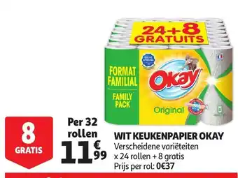 Auchan Wit keukenpapier Okay aanbieding