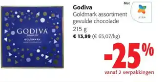 Colruyt Godiva Goldmark assortiment gevulde chocolade 215g aanbieding