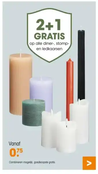Kwantum Op alle diner-, stomp- en ledkaarsen aanbieding