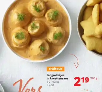 Tongrolletjes in Kreeftensaus 100g