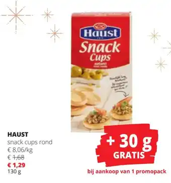 Spar Colruyt HAUST snack cups rond 130g aanbieding
