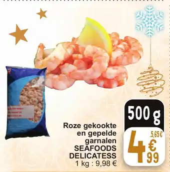 Cora Roze gekookte en gepelde garnalen SEAFOODS DELICATESS 500g aanbieding