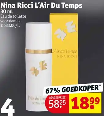 Kruidvat Nina ricci l’air du temps 30 ml aanbieding