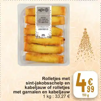 Cora Rolletjes met sint-jakobsschelp en kabeljauw of rolletjes met garnalen en kabeljauw 150g aanbieding