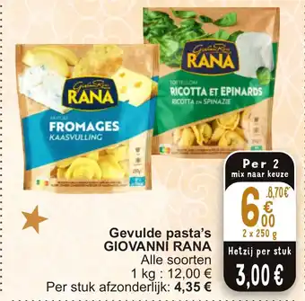 Cora Gevulde pasta's GIOVANNI RANA 2 x 500g aanbieding