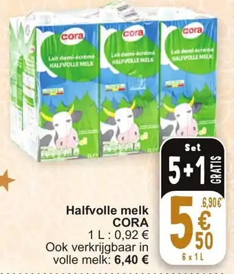 Cora Halfvolle melk CORA 6 x 1L aanbieding
