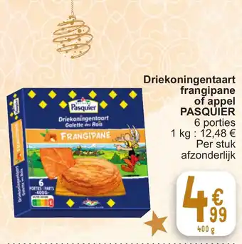 Cora Driekoningentaart frangipane of appel PASQUIER 400g aanbieding