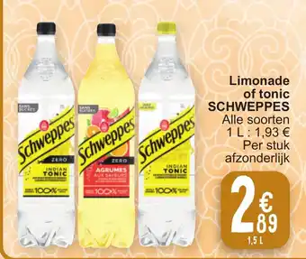 Cora Limonade of tonic SCHWEPPES 1,5L aanbieding