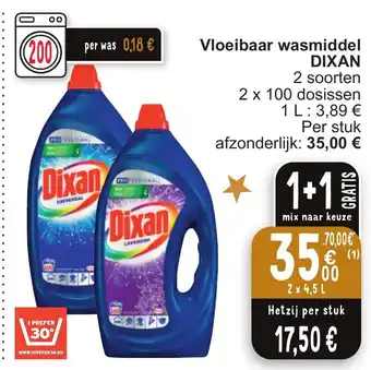 Cora Vloeibaar wasmiddel DIXAN 2 x 4,5L aanbieding
