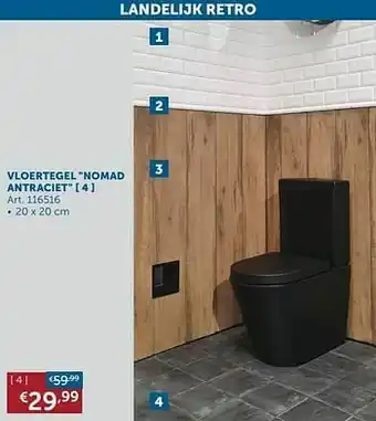 Zelfbouwmarkt Vloertegel nomad antraciet aanbieding