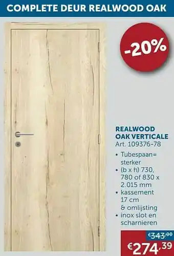 Zelfbouwmarkt Complete deur realwood oak realwood oak verticale aanbieding