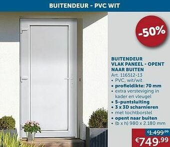 Zelfbouwmarkt Buitendeur vlak paneel - opent naar buiten aanbieding