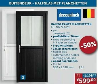 Zelfbouwmarkt Buitendeur - halfglas met planchetten halfglas met planchetten aanbieding