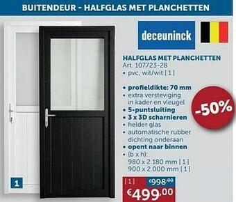 Zelfbouwmarkt Buitendeur - halfglas met planchetten halfglas met planchetten aanbieding
