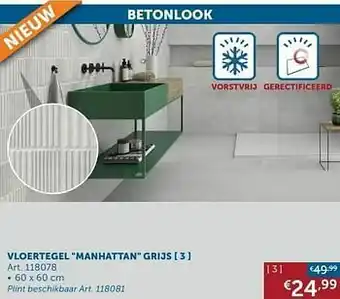 Zelfbouwmarkt Vloertegel manhattan grijs aanbieding