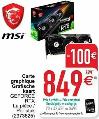 Cora Msi carte graphique grafische kaart geforce rtx aanbieding