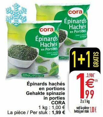 Épinards hachés en portions gehakte spinazie in porties cora