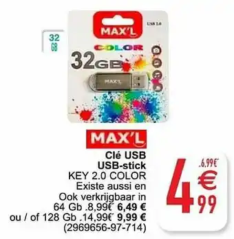 Cora Clé usb usb-stick key 2.0 color aanbieding